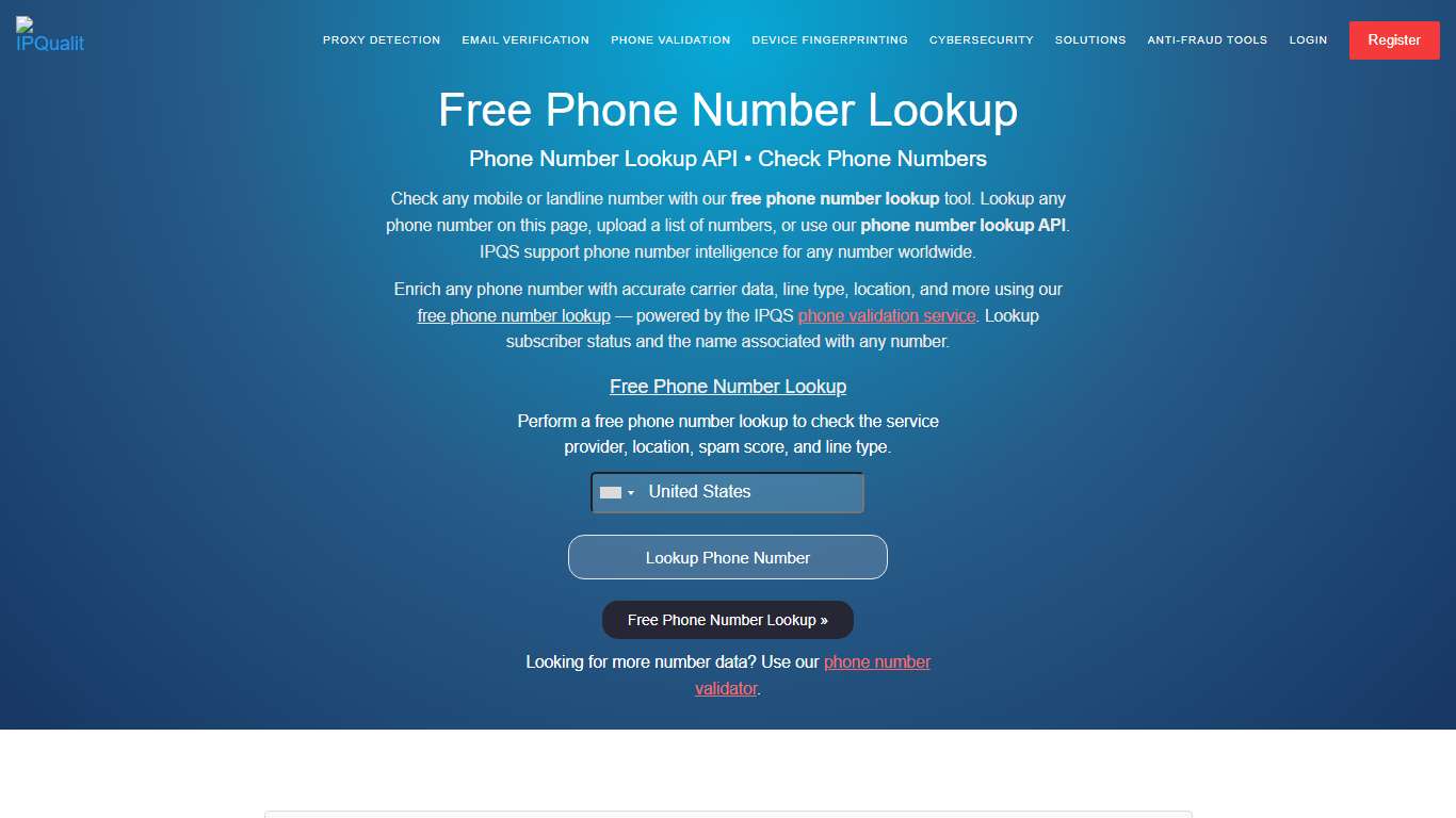 Free Phone Number Lookup Tool Phone Number Lookup API